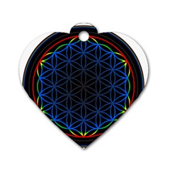 Flower Of Life Dog Tag Heart (one Side) by Sudhe