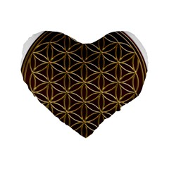 Flower Of Life Standard 16  Premium Flano Heart Shape Cushions by Sudhe