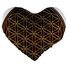 Flower Of Life Large 19  Premium Flano Heart Shape Cushions by Sudhe