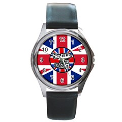 Punk Not Dead Music Rock Uk United Kingdom Flag Round Metal Watch by Sudhe