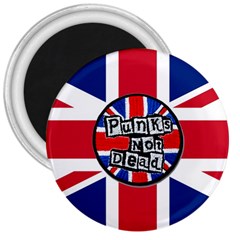 Punk Not Dead Music Rock Uk United Kingdom Flag 3  Magnets by Sudhe