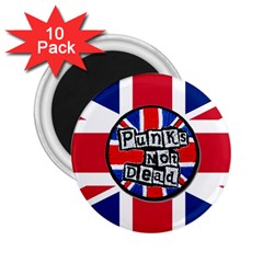 Punk Not Dead Music Rock Uk United Kingdom Flag 2 25  Magnets (10 Pack)  by Sudhe