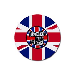 Punk Not Dead Music Rock Uk United Kingdom Flag Rubber Round Coaster (4 Pack)  by Sudhe