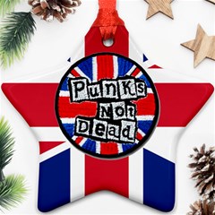 Punk Not Dead Music Rock Uk United Kingdom Flag Star Ornament (two Sides) by Sudhe