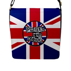 Punk Not Dead Music Rock Uk United Kingdom Flag Flap Closure Messenger Bag (l) by Sudhe