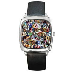 Comic Book Images Square Metal Watch by Sudhe