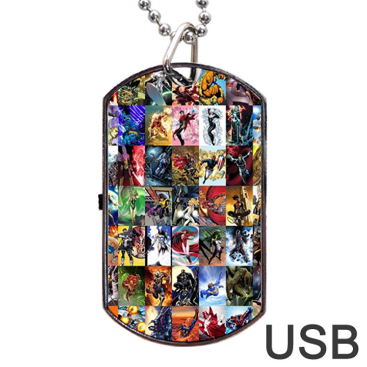 Comic Book Images Dog Tag USB Flash (One Side)