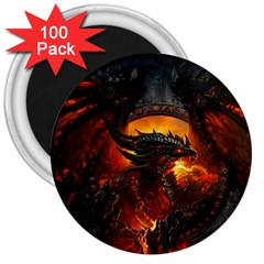 Dragon Legend Art Fire Digital Fantasy 3  Magnets (100 Pack) by Sudhe