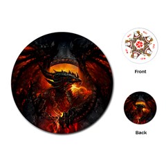 Dragon Legend Art Fire Digital Fantasy Playing Cards (round) by Sudhe