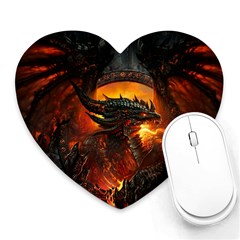 Dragon Legend Art Fire Digital Fantasy Heart Mousepads by Sudhe