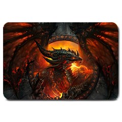 Dragon Legend Art Fire Digital Fantasy Large Doormat  by Sudhe