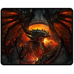 Dragon Legend Art Fire Digital Fantasy Fleece Blanket (medium)  by Sudhe