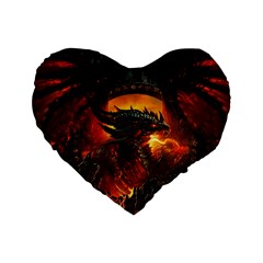 Dragon Legend Art Fire Digital Fantasy Standard 16  Premium Heart Shape Cushions by Sudhe