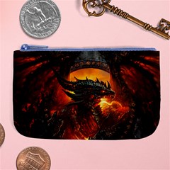 Dragon Legend Art Fire Digital Fantasy Large Coin Purse by Sudhe