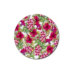 Red flowers Rubber Coaster (Round) 