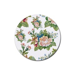 Summer flowers pattern Rubber Round Coaster (4 pack) 