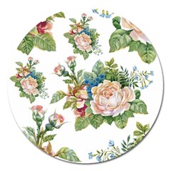 Summer flowers pattern Magnet 5  (Round)