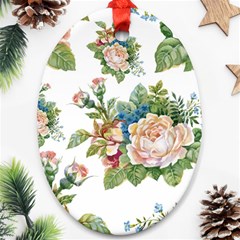 Summer flowers pattern Oval Ornament (Two Sides)