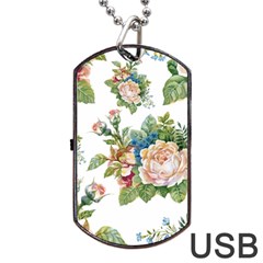 Summer flowers pattern Dog Tag USB Flash (One Side)