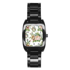 Summer flowers pattern Stainless Steel Barrel Watch