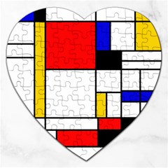 Bauhouse Mondrian Style Jigsaw Puzzle (heart) by lucia