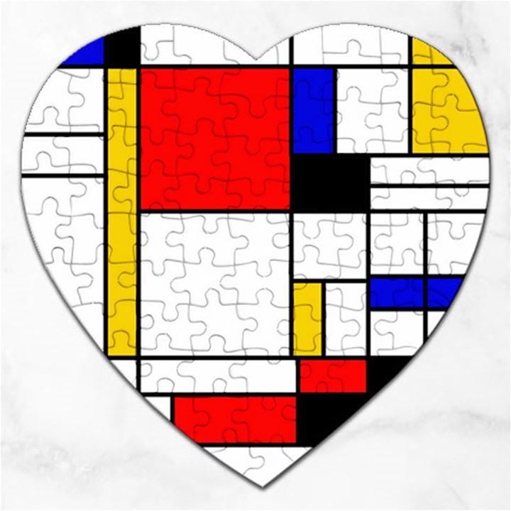 Bauhouse Mondrian Style Jigsaw Puzzle (Heart)