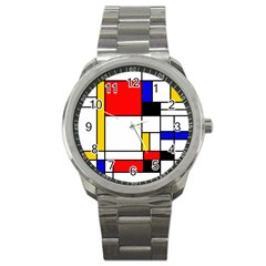 Bauhouse Mondrian Style Sport Metal Watch by lucia