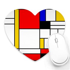 Bauhouse Mondrian Style Heart Mousepads by lucia