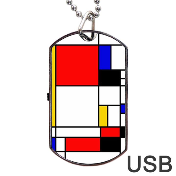 Bauhouse Mondrian Style Dog Tag USB Flash (Two Sides)