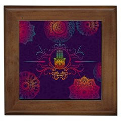 Boho Hamsa Mandala Framed Tiles by lucia