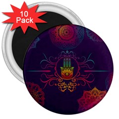 Boho Hamsa Mandala 3  Magnets (10 Pack)  by lucia