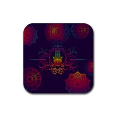 Boho Hamsa Mandala Rubber Coaster (square) 