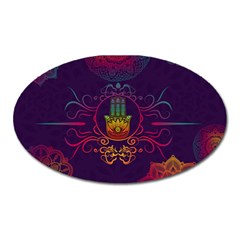 Boho Hamsa Mandala Oval Magnet by lucia