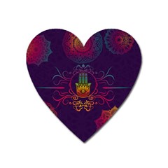 Boho Hamsa Mandala Heart Magnet by lucia