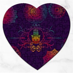 Boho Hamsa Mandala Jigsaw Puzzle (heart) by lucia