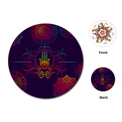 Boho Hamsa Mandala Playing Cards (round) by lucia