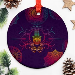 Boho Hamsa Mandala Round Ornament (two Sides)