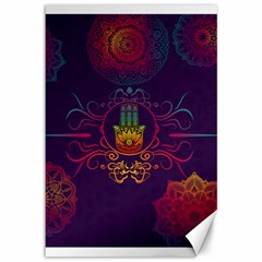 Boho Hamsa Mandala Canvas 12  X 18  by lucia