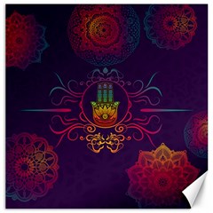 Boho Hamsa Mandala Canvas 16  X 16  by lucia