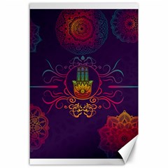 Boho Hamsa Mandala Canvas 24  X 36  by lucia