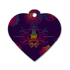 Boho Hamsa Mandala Dog Tag Heart (one Side) by lucia