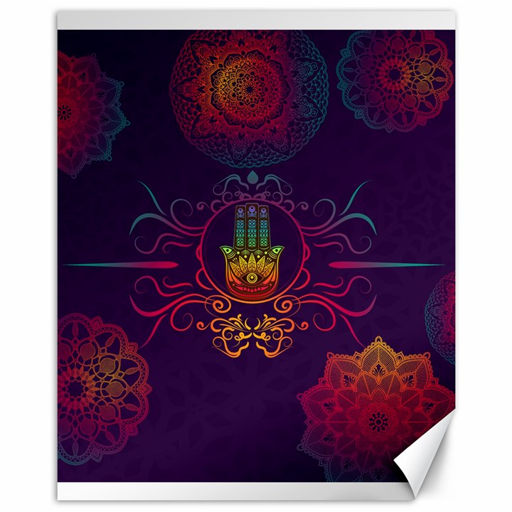 Boho Hamsa Mandala Canvas 11  x 14 