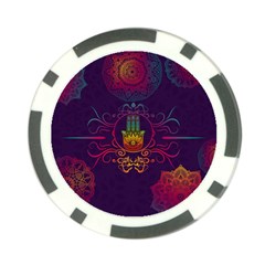 Boho Hamsa Mandala Poker Chip Card Guard by lucia