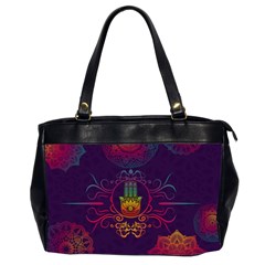 Boho Hamsa Mandala Oversize Office Handbag (2 Sides)