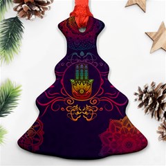 Boho Hamsa Mandala Christmas Tree Ornament (two Sides) by lucia