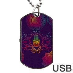 Boho Hamsa Mandala Dog Tag Usb Flash (two Sides) by lucia