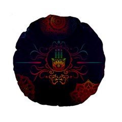 Boho Hamsa Mandala Standard 15  Premium Round Cushions by lucia