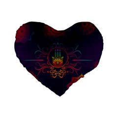 Boho Hamsa Mandala Standard 16  Premium Heart Shape Cushions by lucia