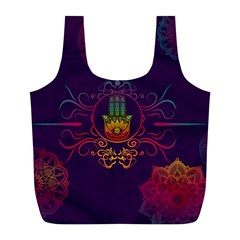 Boho Hamsa Mandala Full Print Recycle Bag (l) by lucia