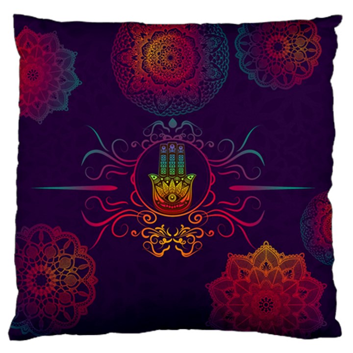 Boho Hamsa Mandala Standard Flano Cushion Case (Two Sides)